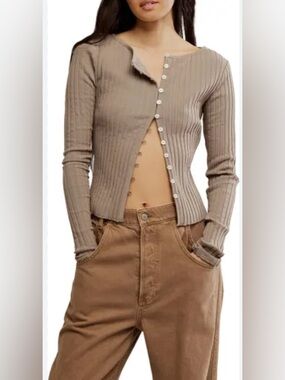 NWOT Free People Tilly ribbed boat neck long sleeve top casual y2k basic preppy